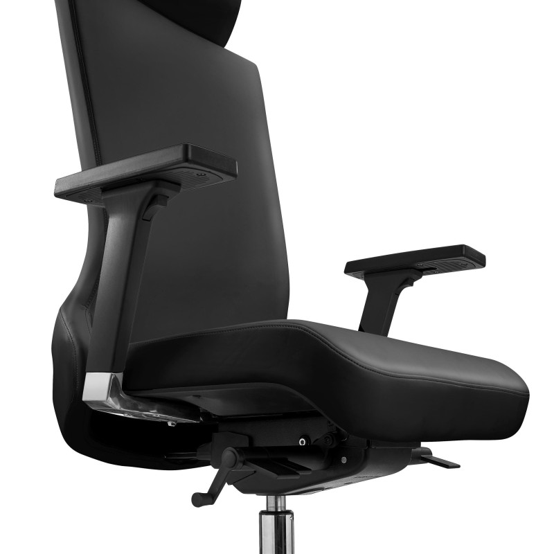 Sillón de oficina RIVIERA, ergonómico, cuero negro