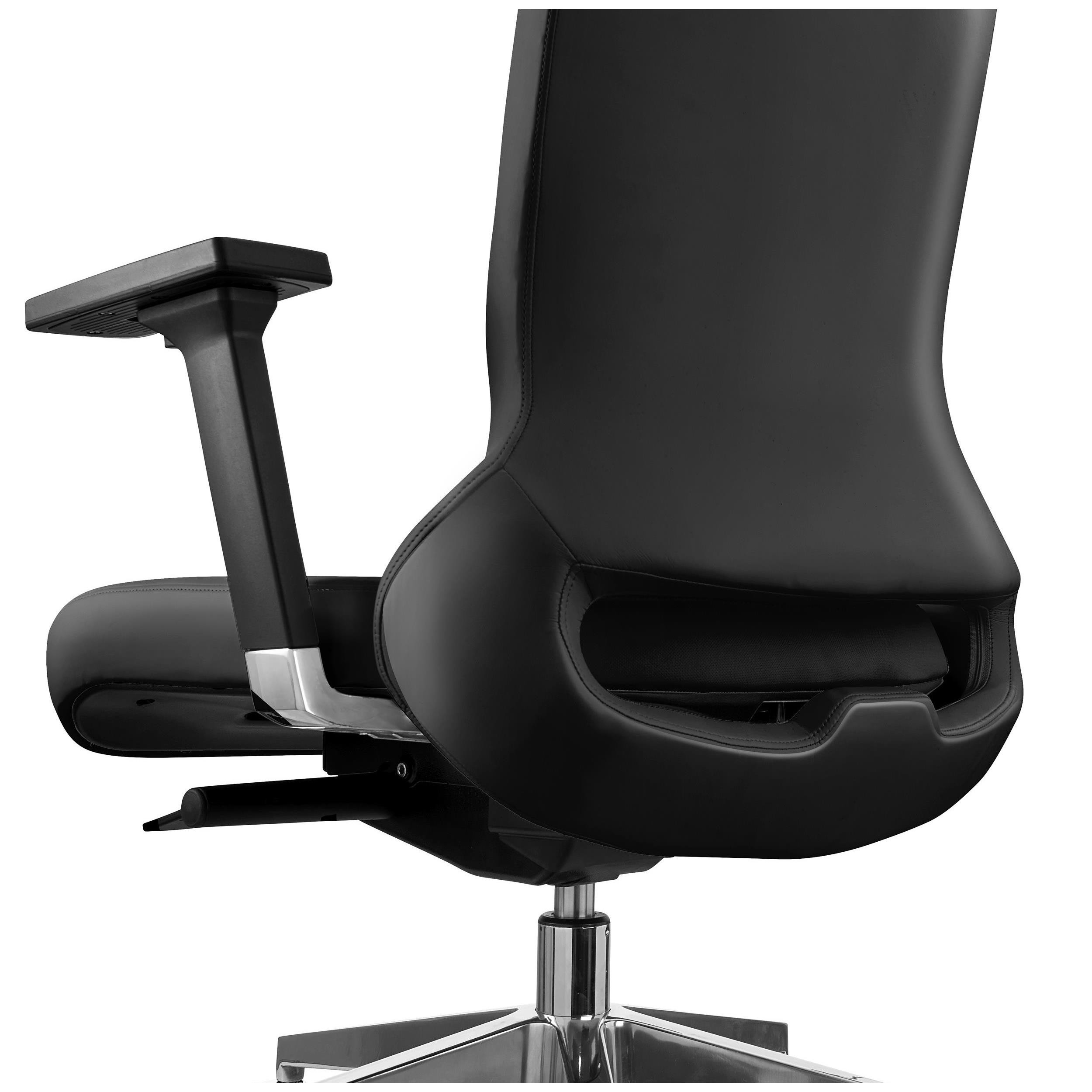 Sillón de Oficina RIVIERA, Diseño Único, Gran Ergonomía, Calidad Superior, Cuero Negro
