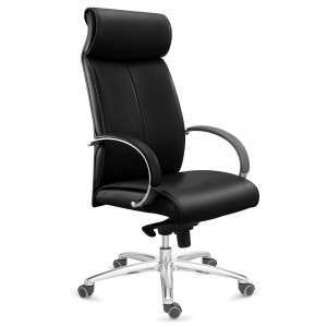 Sillón de oficina PANAMÁ, amplio y cómodo, cuero negro