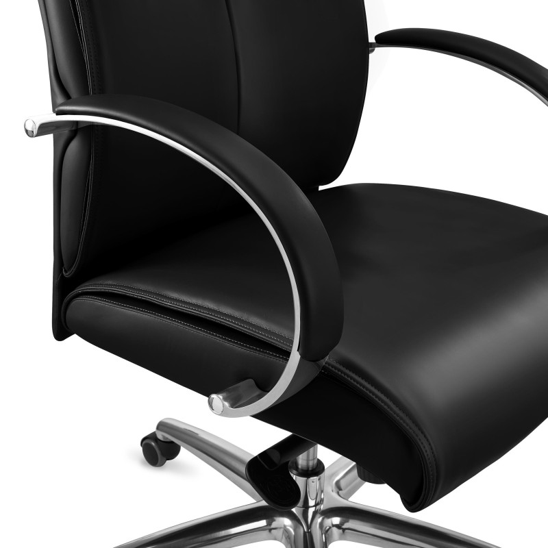 Sillón de oficina PANAMÁ, amplio y cómodo, cuero negro