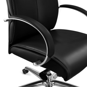 Sillón de oficina PANAMÁ, amplio y cómodo, cuero negro