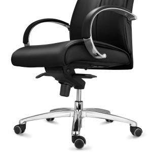 Sillón de oficina PANAMÁ, amplio y cómodo, cuero negro
