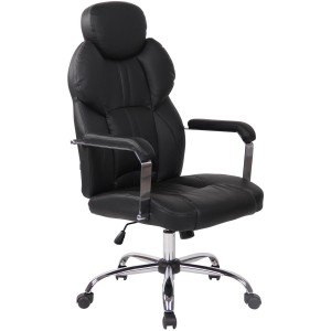 Sillón de oficina CARMELO, Reposacabezas Ajustable, Piel Negra