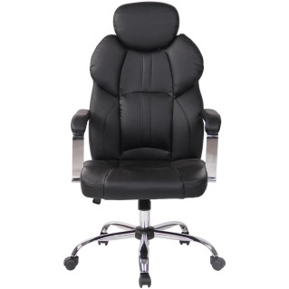 Sillón de oficina CARMELO, Reposacabezas Ajustable, Piel Negra 2