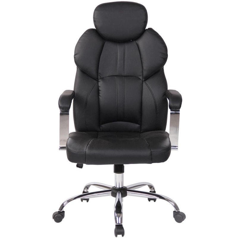 Sillón de oficina CARMELO, Reposacabezas Ajustable, Piel Negra