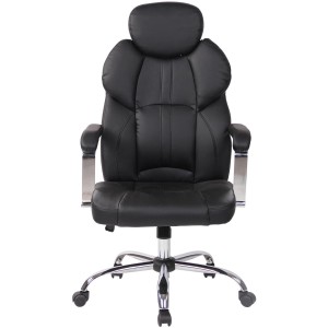 Sillón de oficina CARMELO, Reposacabezas Ajustable, Piel Negra