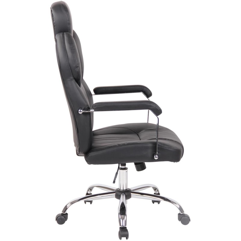 Sillón de oficina CARMELO, Reposacabezas Ajustable, Piel Negra