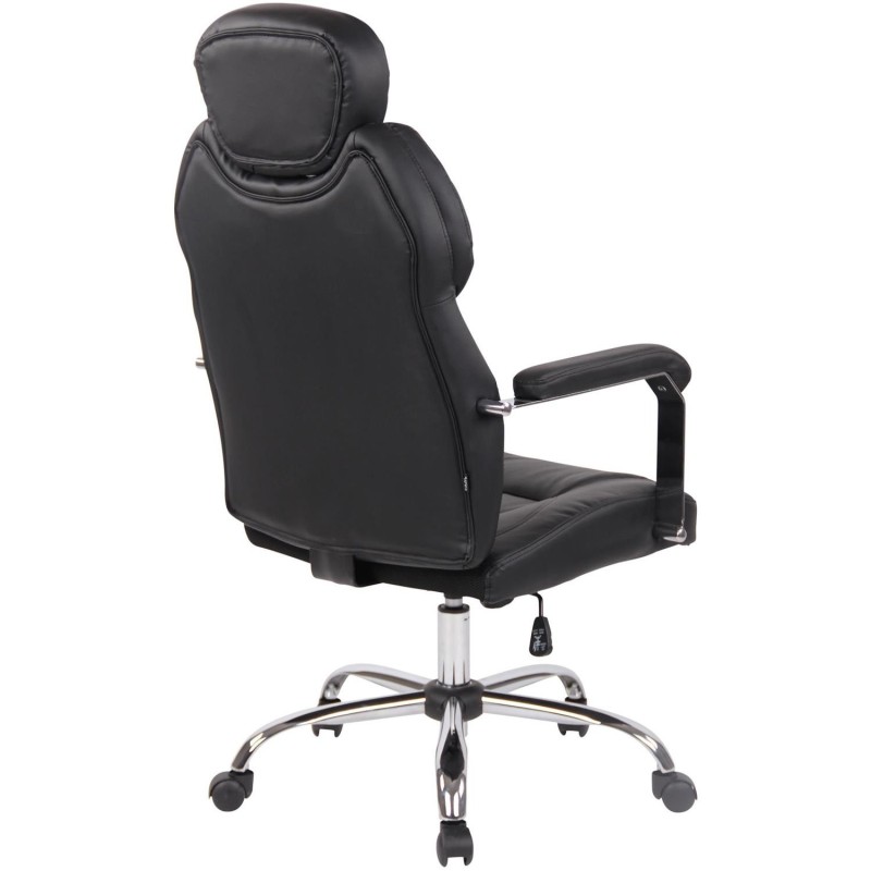 Sillón de oficina CARMELO, Reposacabezas Ajustable, Piel Negra