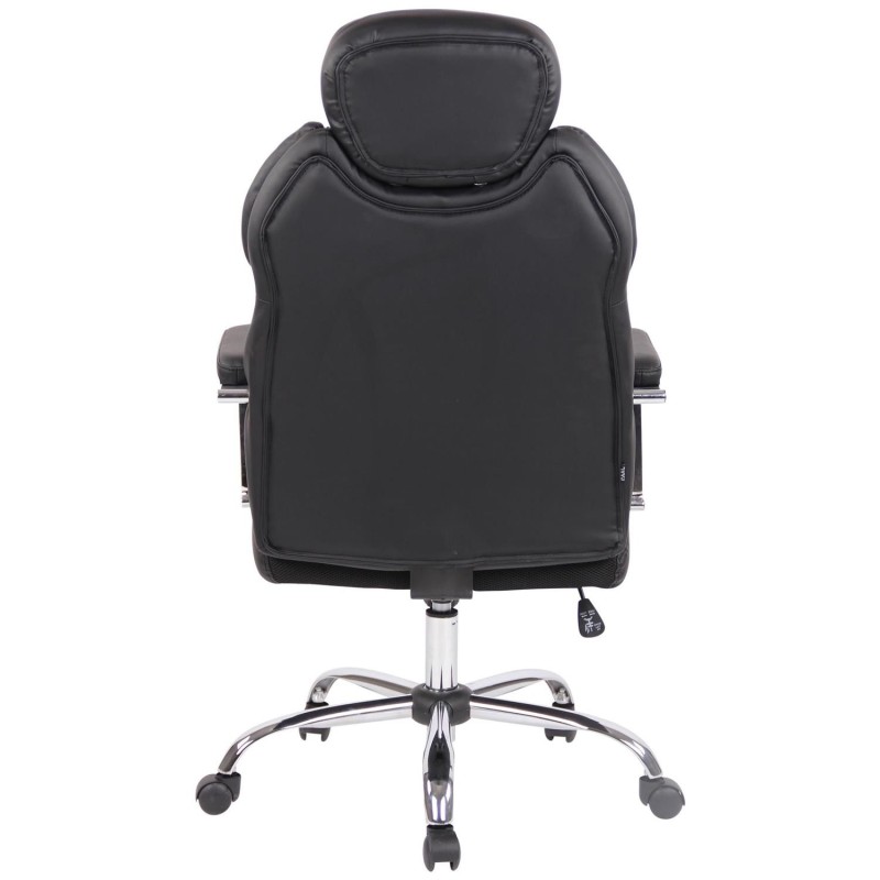 Sillón de oficina CARMELO, Reposacabezas Ajustable, Piel Negra