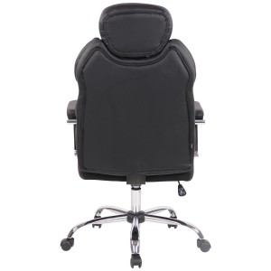 Sillón de oficina CARMELO, Reposacabezas Ajustable, Piel Negra