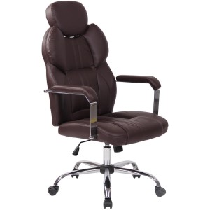 Sillón de oficina CARMELO, Reposacabezas Ajustable, Piel Negra