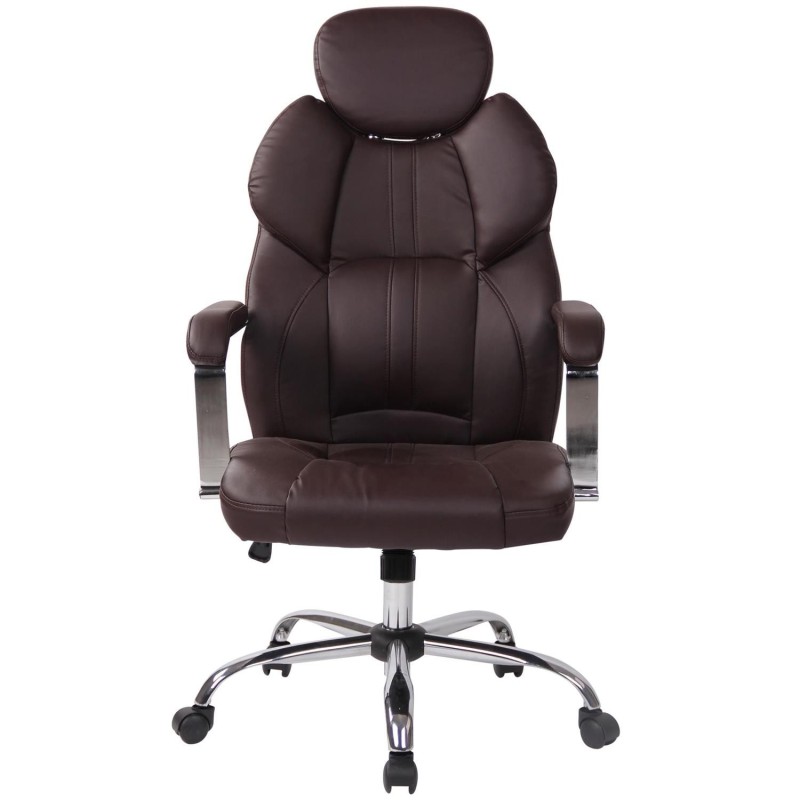 Sillón de oficina CARMELO, Reposacabezas Ajustable, Piel Negra