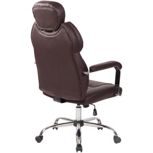 Sillón de oficina CARMELO, Reposacabezas Ajustable, Piel Negra