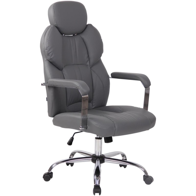 Sillón de oficina CARMELO, Reposacabezas Ajustable, Piel Negra