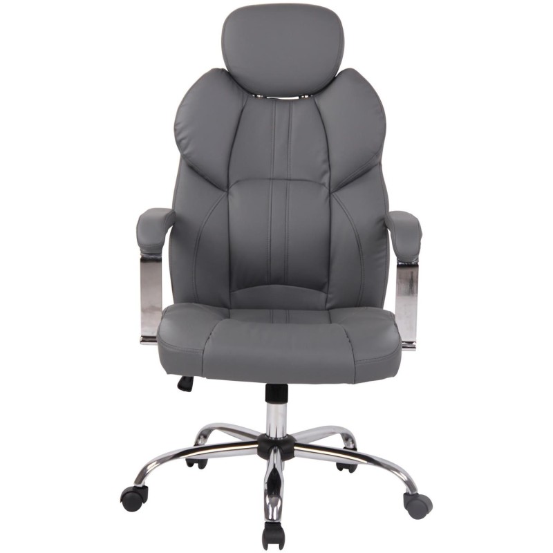 Sillón de oficina CARMELO, Reposacabezas Ajustable, Piel Negra