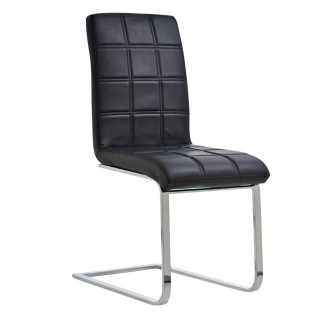 Silla de Confidente BIELSA, tapizado en costuras, Piel color Negro