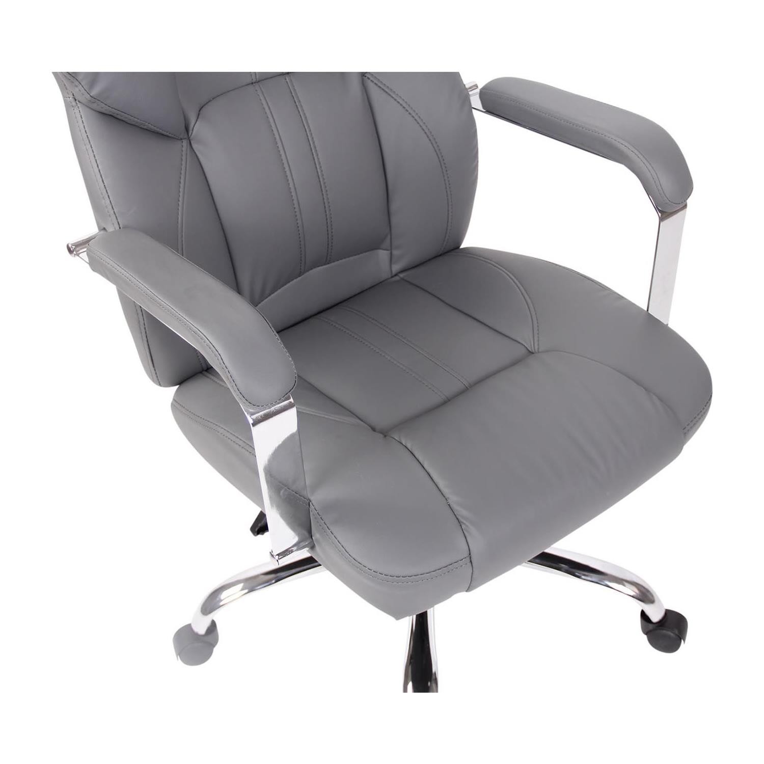 Sillón de oficina CARMELO, Grueso Acolchado, Reposacabezas Ajustable, en Piel Negra
