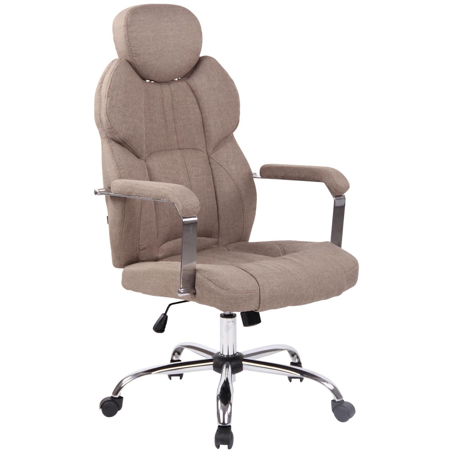 Sillón de oficina CARMELO TELA, Grueso Acolchado, Reposacabezas Ajustable, Crema