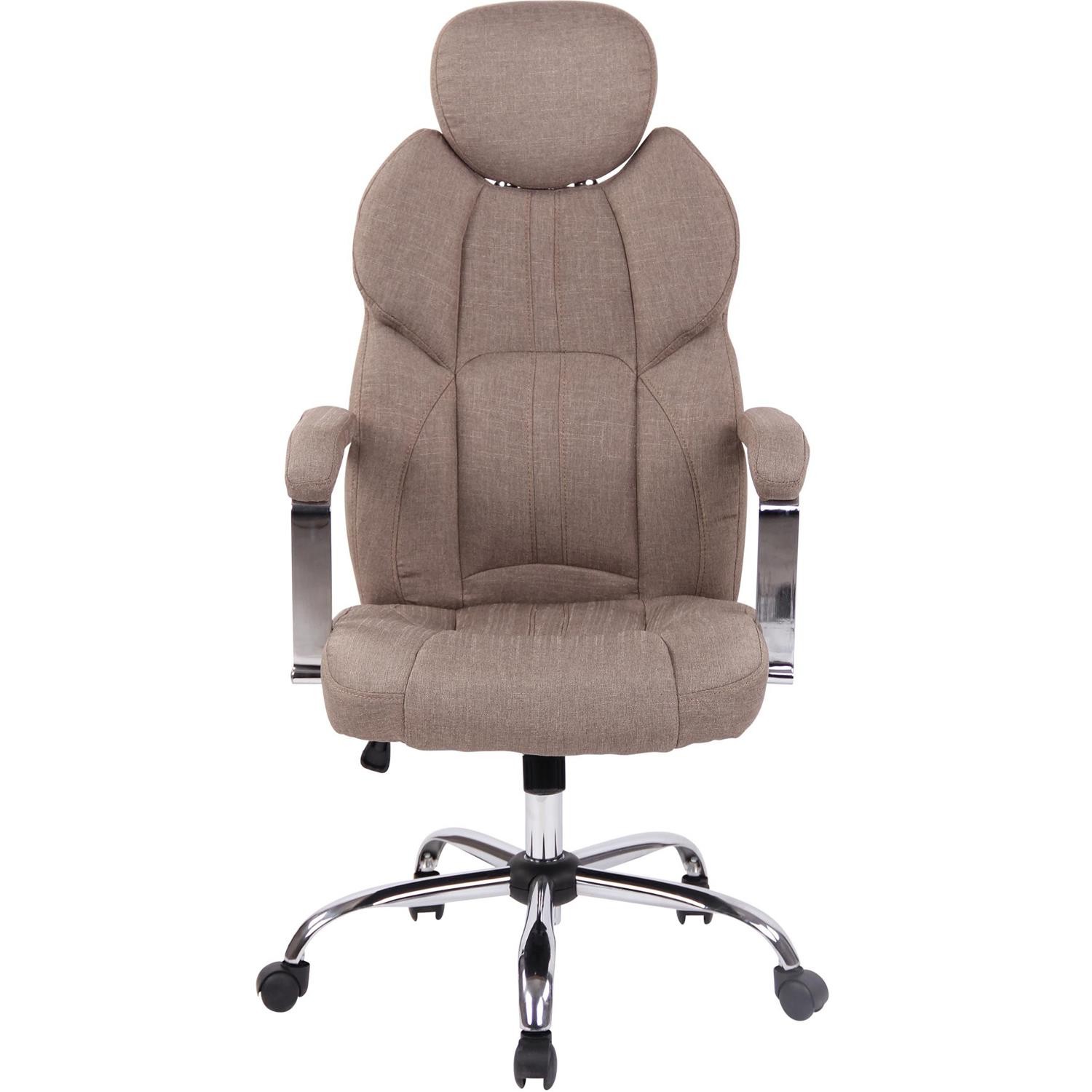 Sillón de oficina CARMELO TELA, Grueso Acolchado, Reposacabezas Ajustable, Crema