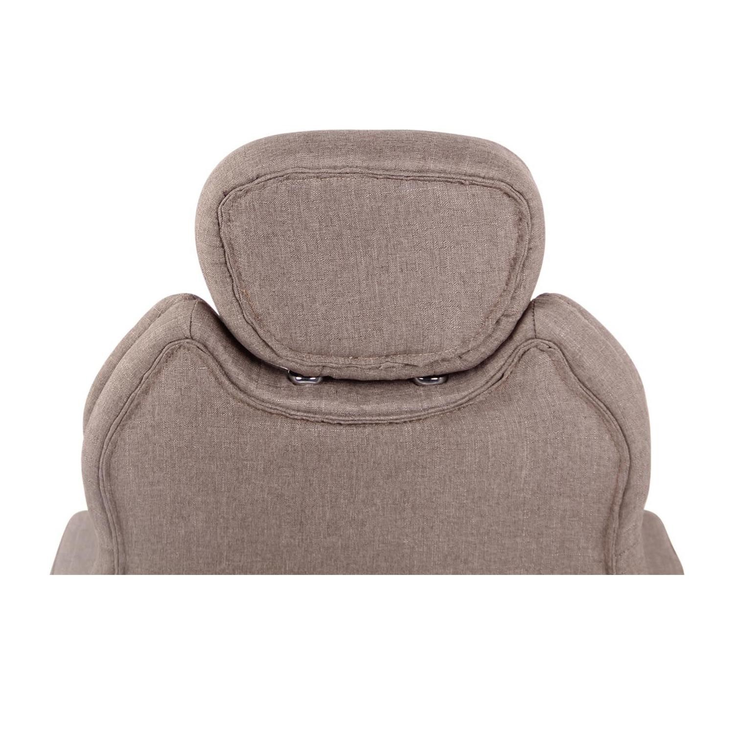 Sillón de oficina CARMELO TELA, Grueso Acolchado, Reposacabezas Ajustable, Crema