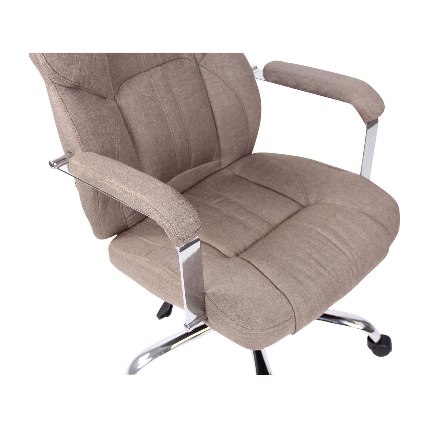 Sillón de oficina CARMELO TELA, Grueso Acolchado, Reposacabezas Ajustable, Crema