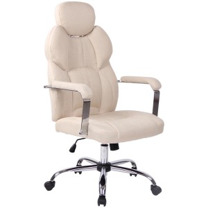 Sillón de oficina CARMELO TELA, Reposacabezas Ajustable, Crema