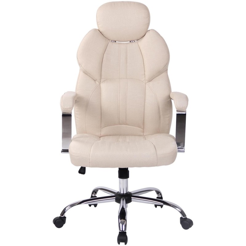 Sillón de oficina CARMELO TELA, Reposacabezas Ajustable, Crema