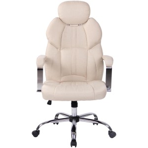 Sillón de oficina CARMELO TELA, Reposacabezas Ajustable, Crema