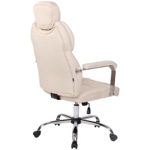 Sillón de oficina CARMELO TELA, Reposacabezas Ajustable, Crema