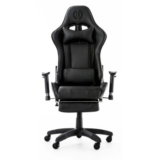 Silla gaming TURBO con reposapiés, reclinable, con cojines, en piel color negro 2
