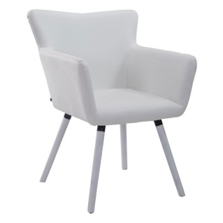 Silla de Confidente NIAGARA, Patas Blancas, Piel Blanca
