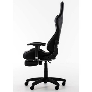 Silla gaming TURBO con reposapiés, reclinable, con cojines, en piel color negro