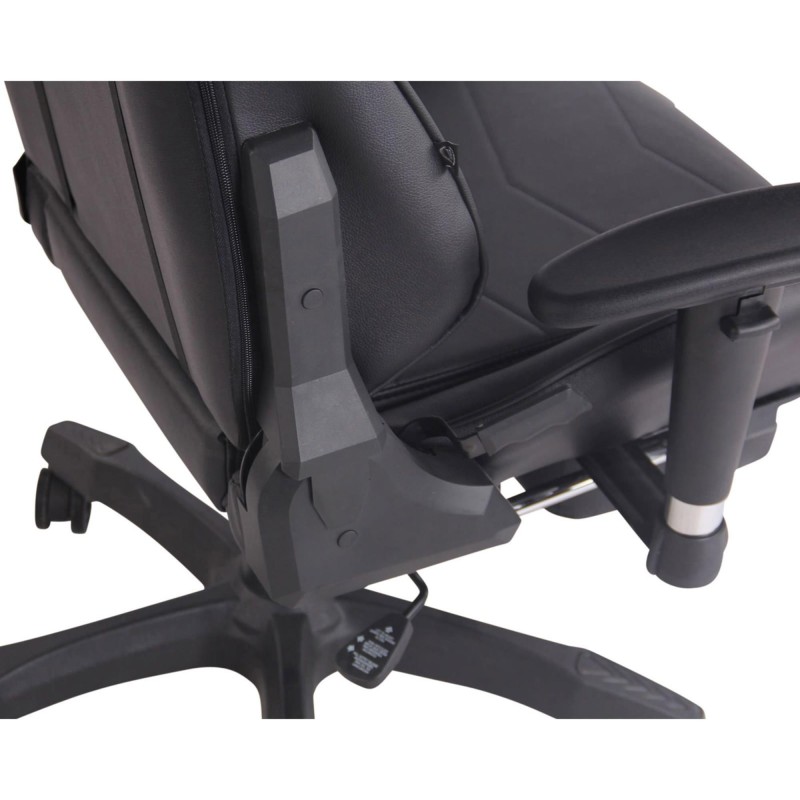 Silla gaming TURBO con reposapiés, reclinable, con cojines, en piel color negro