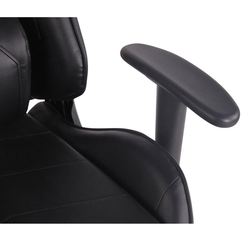 Silla gaming TURBO con reposapiés, reclinable, con cojines, en piel color negro