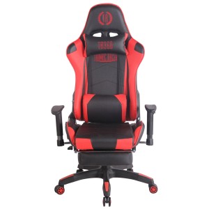 Silla gaming TURBO con reposapiés, reclinable, con cojines, en piel color negro