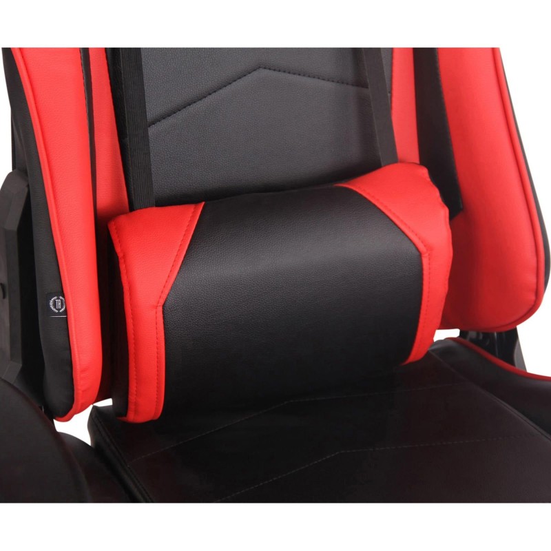 Silla gaming TURBO con reposapiés, reclinable, con cojines, en piel color negro