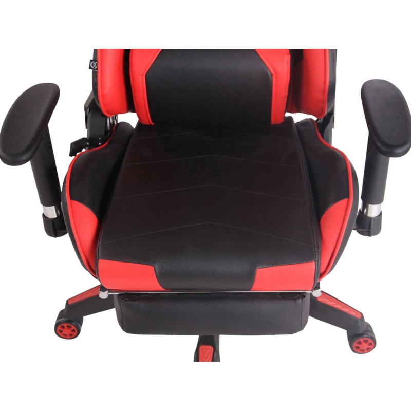 Silla gaming TURBO con reposapiés, reclinable, con cojines, en piel color negro
