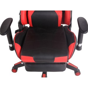 Silla gaming TURBO con reposapiés, reclinable, con cojines, en piel color negro