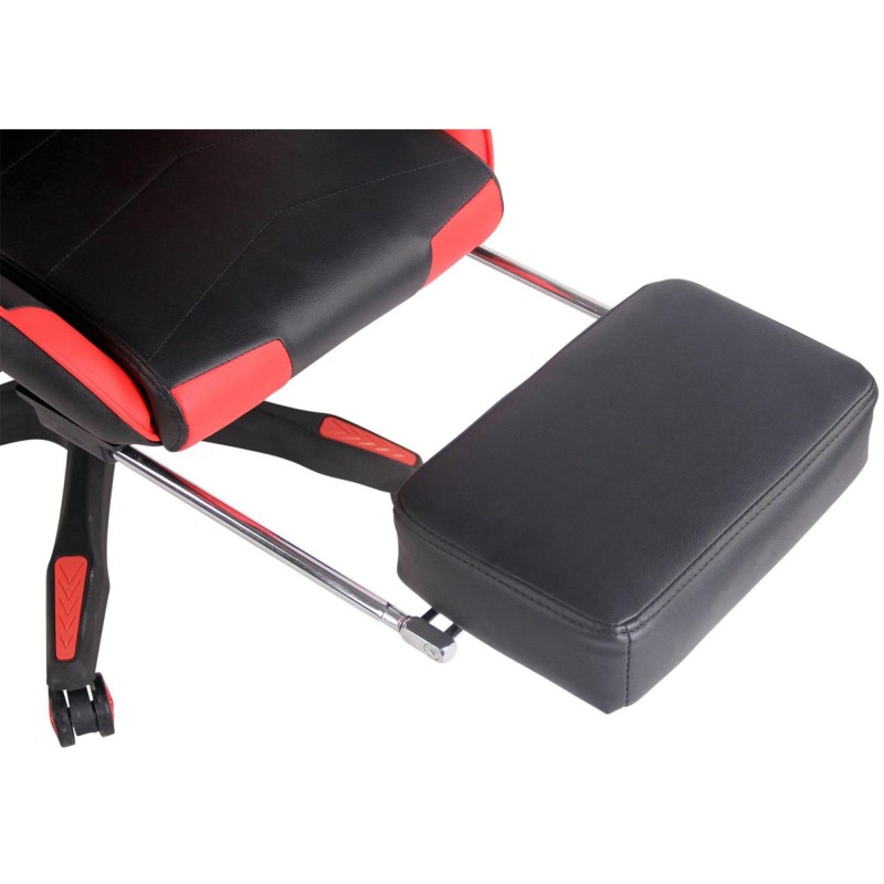 Silla gaming TURBO con reposapiés, reclinable, con cojines, en piel color negro