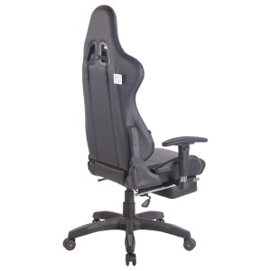 Silla gaming TURBO con reposapiés, reclinable, con cojines, en piel color negro