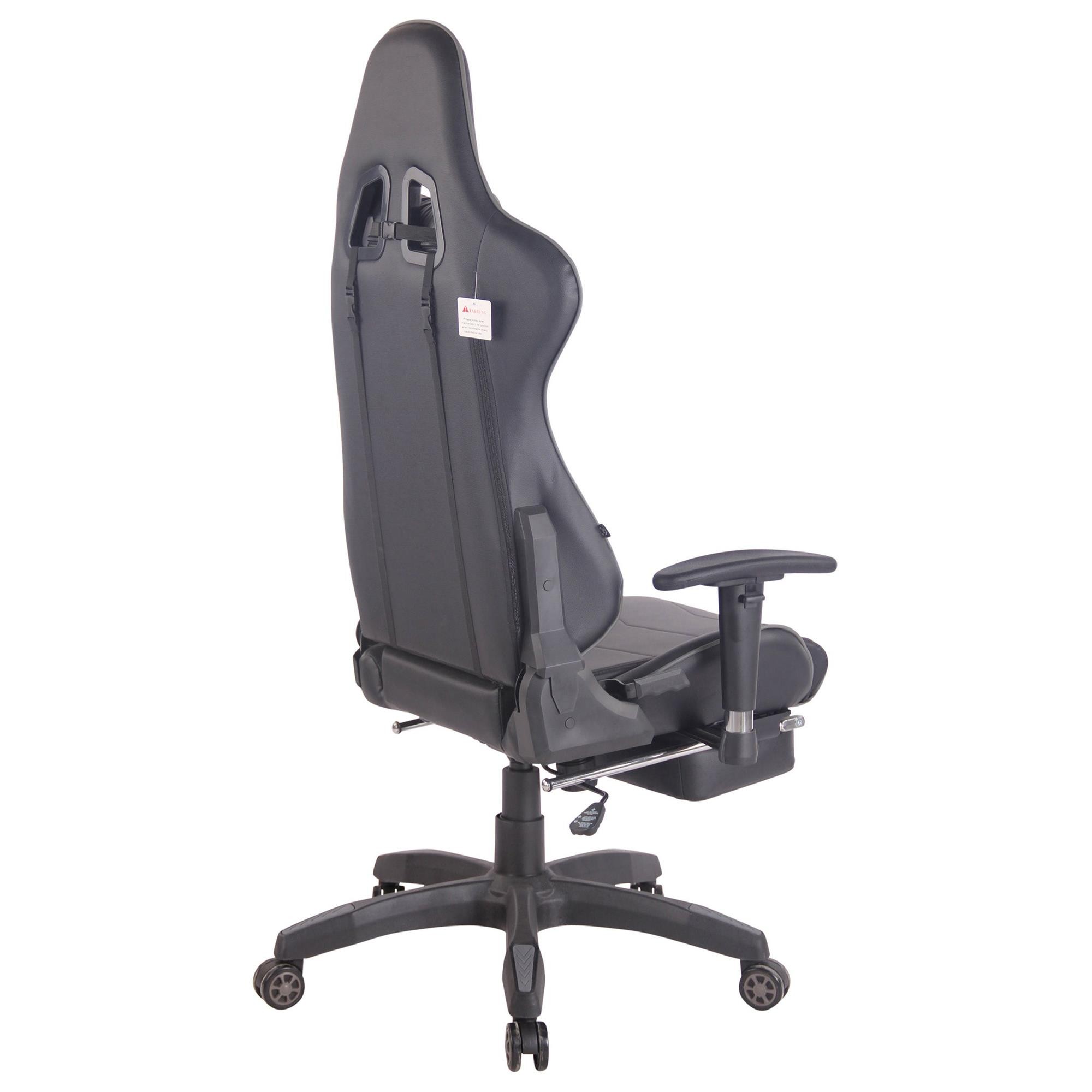 Silla Gaming TURBO con Reposapiés, Respaldo Reclinable, Cojines Lumbar y Cervical, En Piel Negro