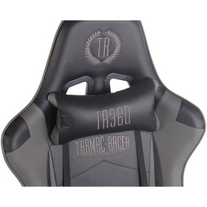 Silla gaming TURBO con reposapiés, reclinable, con cojines, en piel color negro