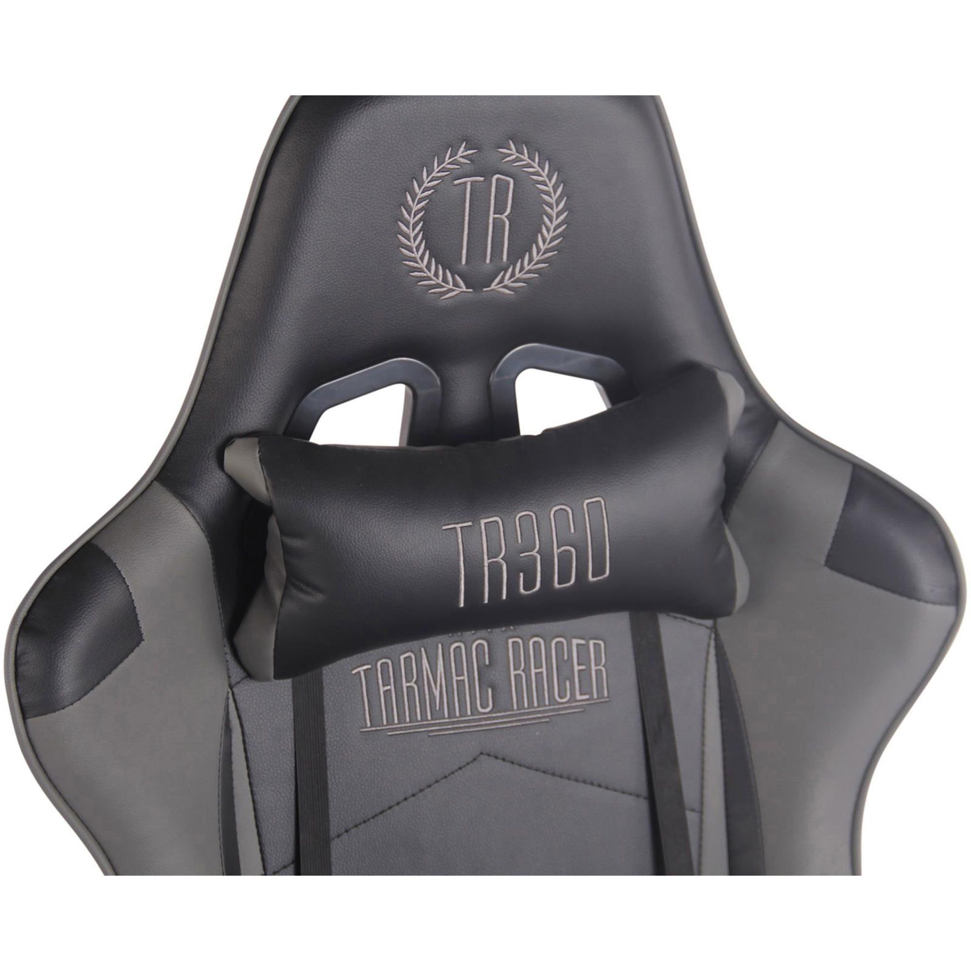 Silla Gaming TURBO con Reposapiés, Respaldo Reclinable, Cojines Lumbar y Cervical, En Piel Negro
