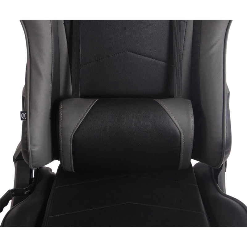 Silla gaming TURBO con reposapiés, reclinable, con cojines, en piel color negro