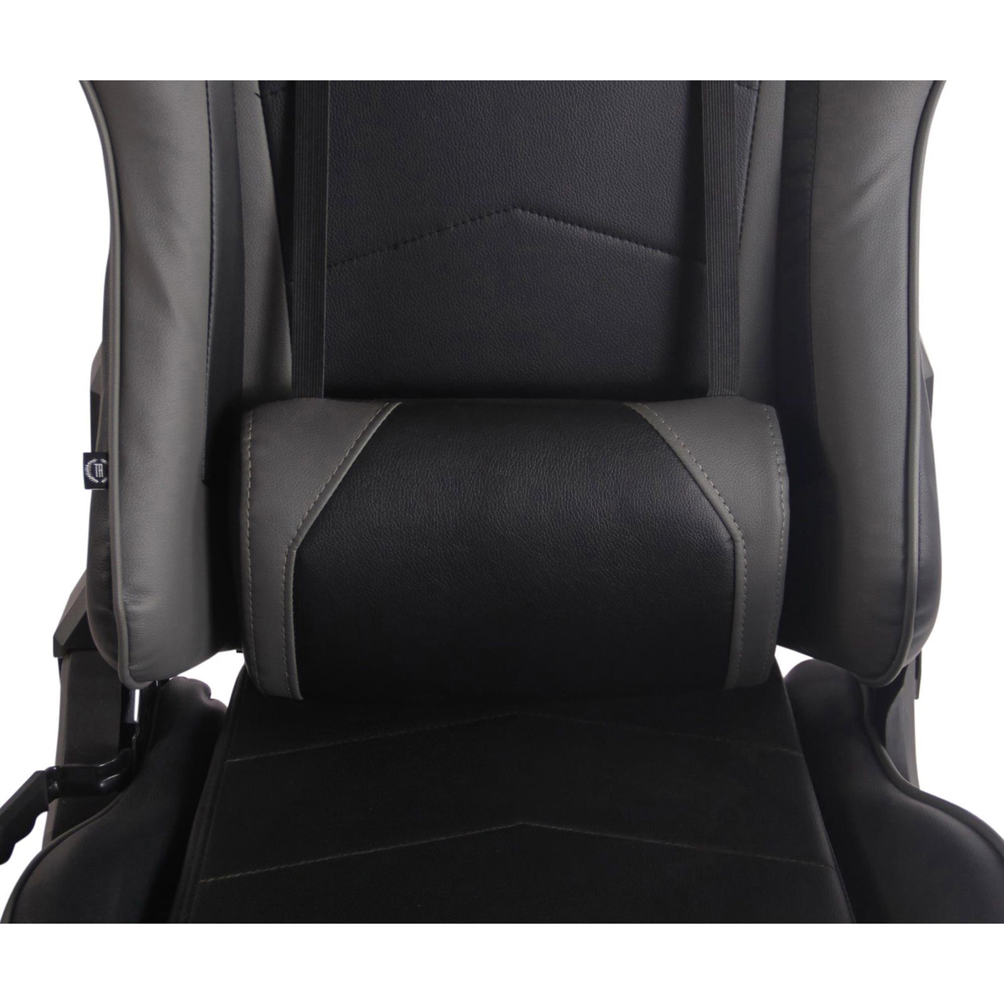 Silla Gaming TURBO con Reposapiés, Respaldo Reclinable, Cojines Lumbar y Cervical, En Piel Negro