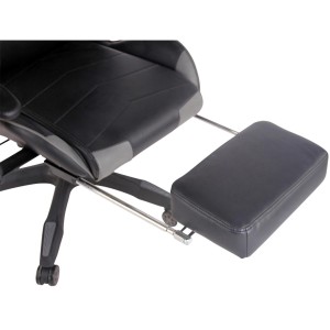 Silla gaming TURBO con reposapiés, reclinable, con cojines, en piel color negro