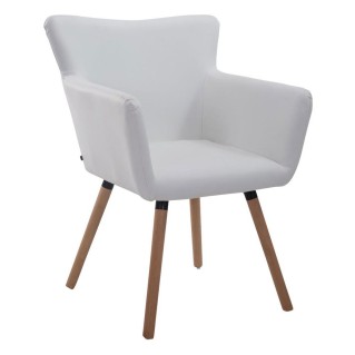 Silla de Confidente NIAGARA, Patas Claras, Piel Blanca