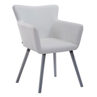 Silla de Confidente NIAGARA, Patas Grises, Piel Blanca
