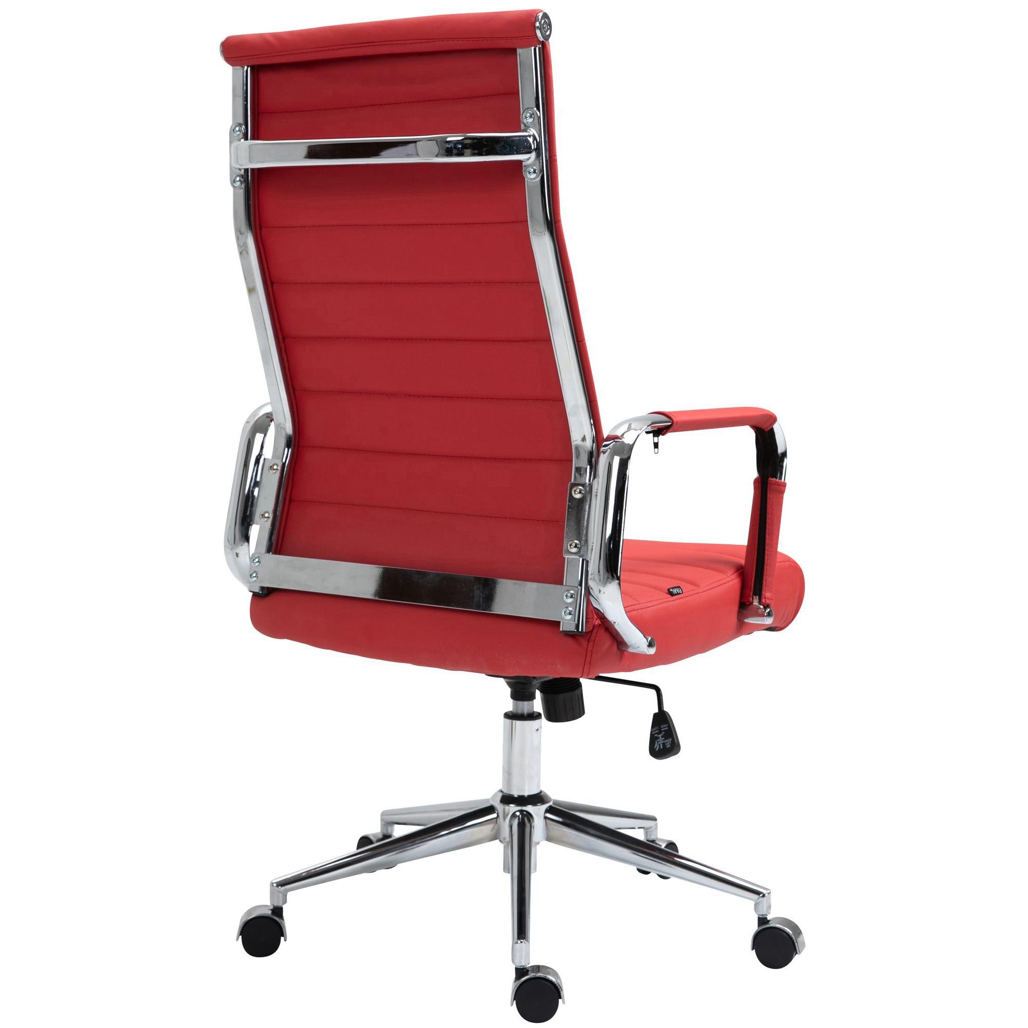 Silla de Oficina KOLMU PIEL REAL, Base Metálica, Diseño con Elegantes Costuras, En Negro