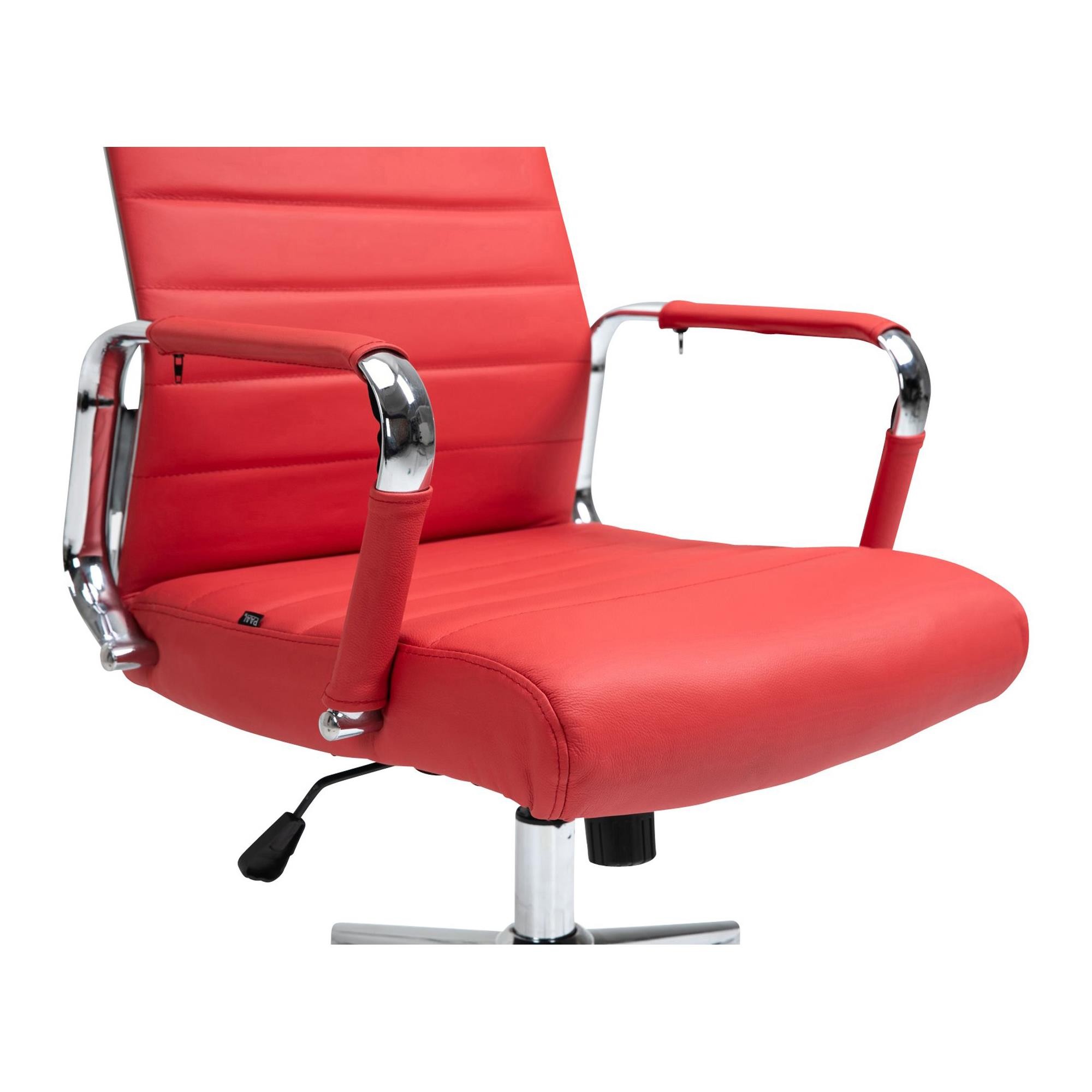 Silla de Oficina KOLMU PIEL REAL, Base Metálica, Diseño con Elegantes Costuras, En Negro